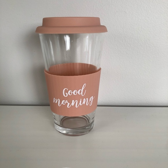 Other - Glass and silicone script travel coffee mug